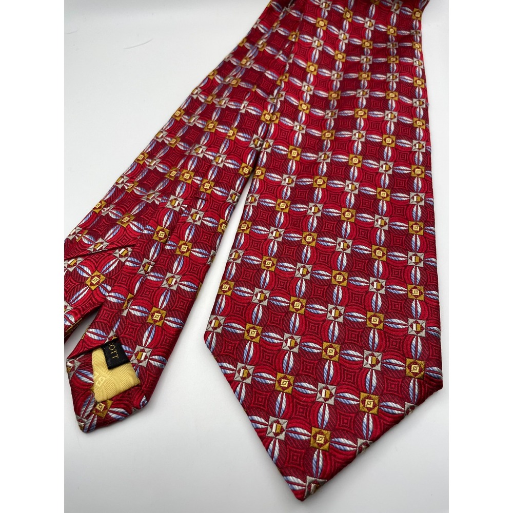 Robert Talbott Best of Class Nordstrom Red Geometric Medallion Silk Tie USA